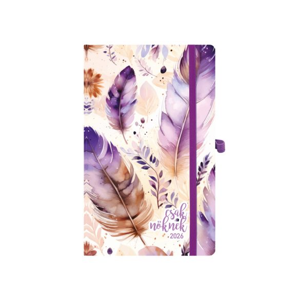 Naptár, tervező, A5, heti, TOPTIMER, "Csak Nőknek", lila toll