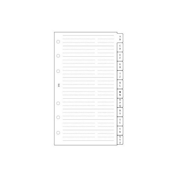 Kalendárium betét, telefonregiszter, "L", SATURNUS, fehér