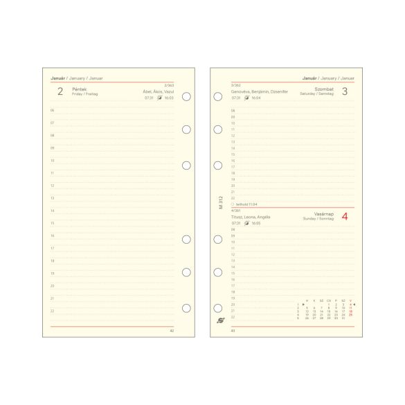 Kalendárium betét, tervező, napi, "M", SATURNUS, chamois 2026