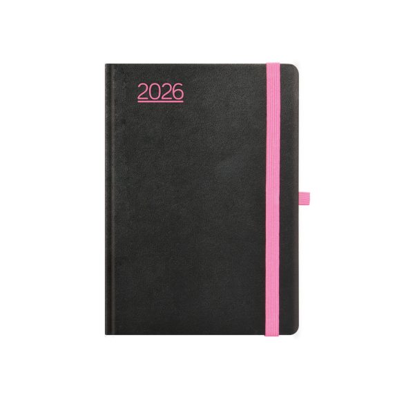 Naptár, tervező, B6, heti, TOPTIMER, "Nero", fekete-pink