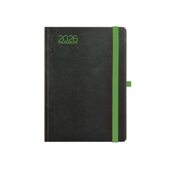 Naptár, tervező, B6, heti, TOPTIMER, "Nero", fekete-zöld