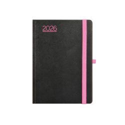   Naptár, tervező, A5, heti, TOPTIMER, "Nero", fekete-pink