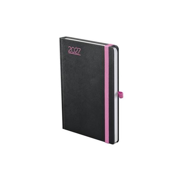 Naptár, tervező, A5, heti, TOPTIMER, "Nero", fekete-pink