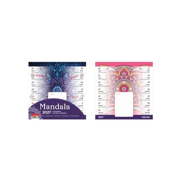 Naptár, fali, mágneses, kétheti, TOPTIMER, mandala