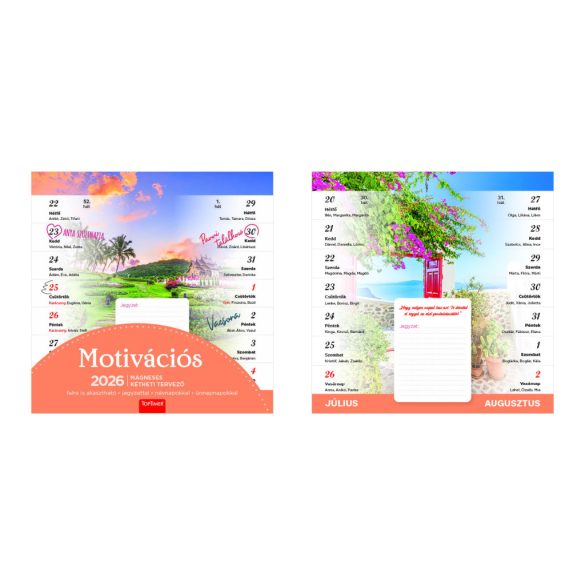 Naptár, fali, mágneses, kétheti, TOPTIMER, "Motivációs"