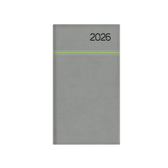 Zsebnaptár, álló elrendezésű, TOPTIMER, "Young", szürke-zöld