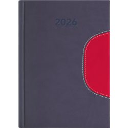   Naptár, tervező, A5, napi, DAYLINER "Memphis", szürke-piros