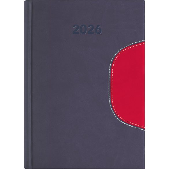 Naptár, tervező, A5, napi, DAYLINER "Memphis", szürke-piros