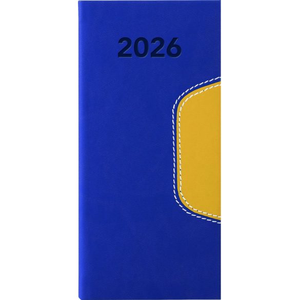 Zsebnaptár, fekvő elrendezésű, DAYLINER, "Memphis", kék-sárga