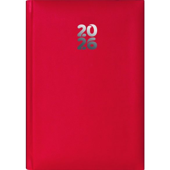 Naptár, tervező, A5, napi, DAYLINER, "Pannon", piros