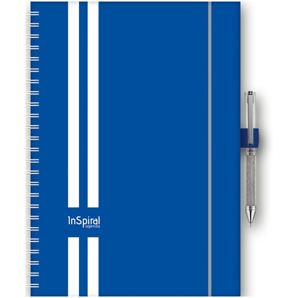 Naptár, tervező, A5, heti, DAYLINER, "InSpiral GT", kék-fehér