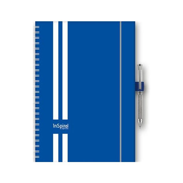 Naptár, tervező, A5, heti, DAYLINER, "InSpiral GT", kék-fehér