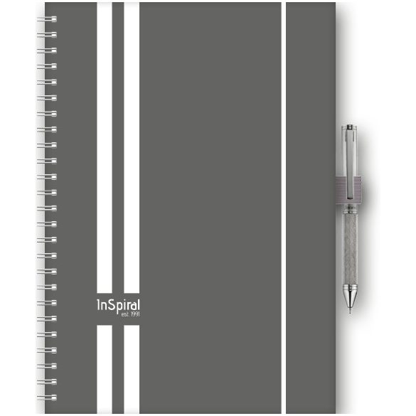 Naptár, tervező, A5, heti, DAYLINER, "InSpiral", szürke-fehér