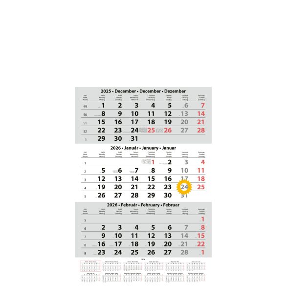 Naptár, speditőr, három hónapos, egy tömbös, üres fejrész, DAYLINER