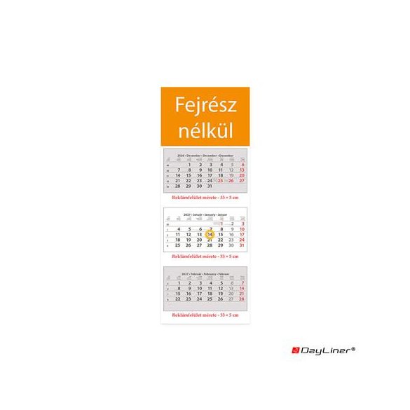 Naptár, speditőr, három hónapos, három tömbös, üres fejrész, DAYLINER