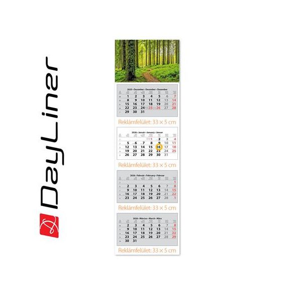 Naptár, speditőr, négy hónapos, négy tömbös, DAYLINER