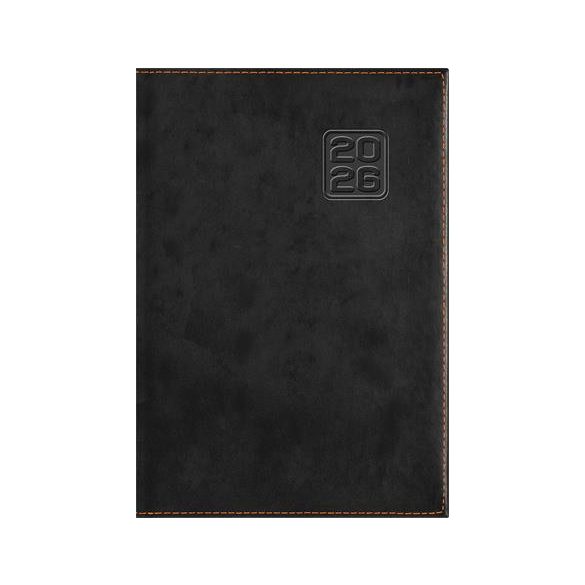 Naptár, tervező, A5, napi, DAYLINER "Square", fekete