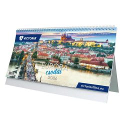   Naptár, asztali, álló, VICTORIA OFFICE "Európa Csodái" (2026 évi)