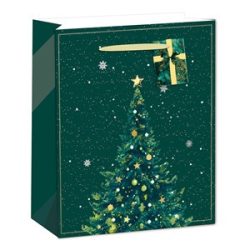 Dísztasak matt 18x23 cm karácsonyfa zöld