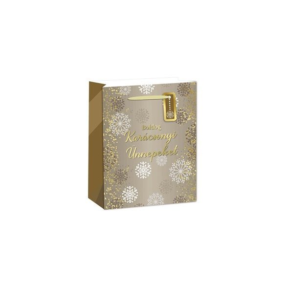 Dísztasak boros 12x36 cm Boldog karácsonyi ünnepeket felirattal arany ezüst