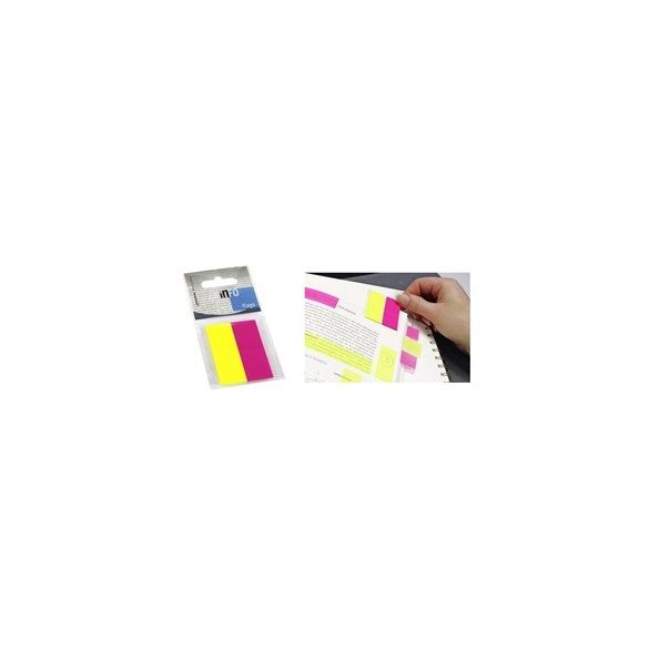 Oldaljelölő műanyag Info Notes 20x50 mm 2x25 lapos sárga/rózsaszín