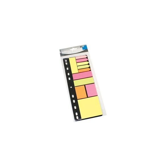 Öntapadós jegyzettömb szett Info Notes 315x120 mm vegyes színek gyűrűs betéten