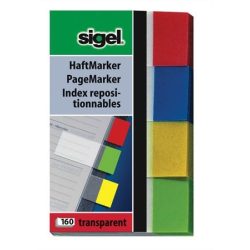   Jelölőcímke, műanyag, 4x40 lap, 20x50 mm, SIGEL "Transparent", vegyes szín