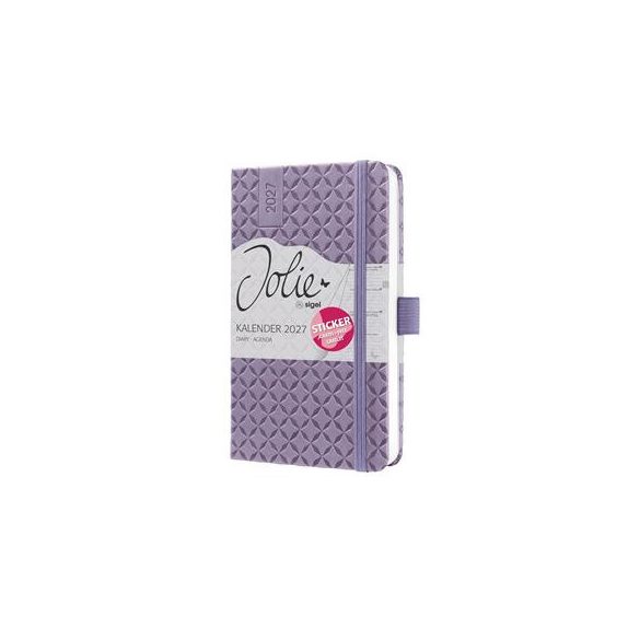 Naptár, A6, heti, 2027, kemény borító, SIGEL "Jolie",  Lavender Purple