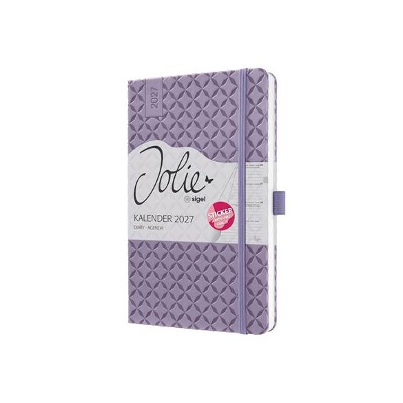 Naptár, A5, heti, 2027, kemény borító, SIGEL "Jolie",  Lavender Purple