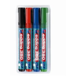   Tábla- és flipchart marker készlet, 1,5-3 mm, kúpos, EDDING "380", 4 különböző szín