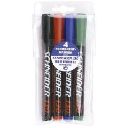   Alkoholos marker készlet, 1-3 mm, kúpos, SCHNEIDER "Maxx 130", 4 különböző szín