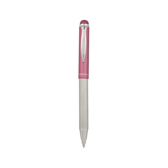 Golyóstoll, 0,24 mm, teleszkópos, rozsdamentes acél, pink tolltest, ZEBRA "Telescopic Metal Stylus", kék