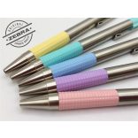 Golyóstoll, 0,24 mm, nyomógombos, rozsdamentes acél, pasztellkék tolltest, ZEBRA "F-301", kék