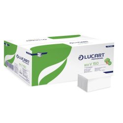   Kéztörlő, Z/V hajtogatott, 2 rétegű, LUCART, "Eco", fehér