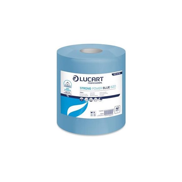 Törlőkendő, tekercses, ipari, LUCART "Strong Power Blue 620", kék