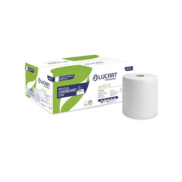Kéztörlő, tekercses, 2 rétegű, LUCART, "Eco 150 ID", fehér