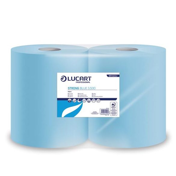 Törlőkendő, tekercses, 3 rétegű, LUCART, "Strong Blue 3500" kék