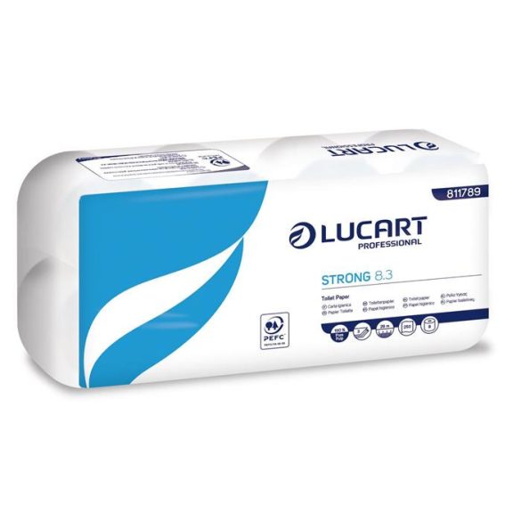 Toalettpapír, 3 rétegű, kistekercses, 8 tekercses, LUCART "Strong 8.3", fehér