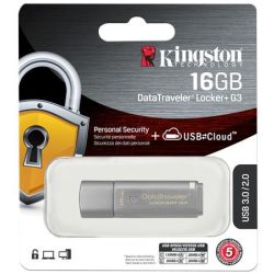   Pendrive, 16GB, USB 3.0, jelszavas védelem, KINGSTON " DataTraveler Locker+ G3", ezüst