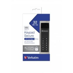   Pendrive, 32GB, jelszavas titkosítás, 160/130Mb/s, USB-C 3.1, VERBATIM "Keypad Secure"
