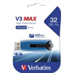   Pendrive, 32GB, USB 3.0, 175/80 MB/sec, VERBATIM "V3 MAX", kék-fekete