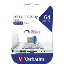   Pendrive, 64GB, USB 3.0, 80/25MB/sec, VERBATIM "Nano Store n Stay"