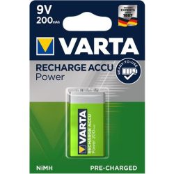   Tölthető elem, 9V, 1x200 mAh, előtöltött, VARTA "Power"
