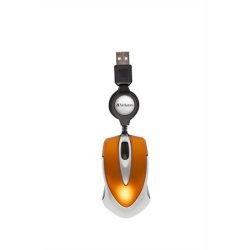   Egér, vezetékes, optikai, kisméret, USB, VERBATIM "Go Mini", ezüst-lávaszínű