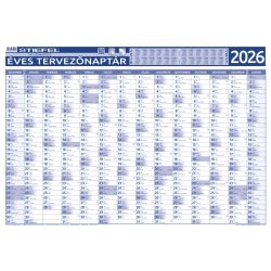   Éves tervező és projekt naptár, kétoldalas, fémléces, kék színű filctollal, 70x100 cm, 2025 évi, STIEFEL